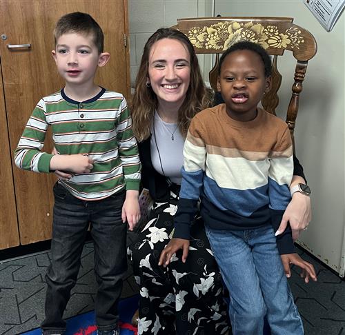 Teacher Brittany Nicholson with students